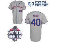 Grey Bartolo Colon Men #40 Majestic MLB New York Mets 2015 World Series Cool Base Road Jersey