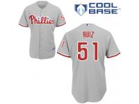 Grey Carlos Ruiz Men #51 Majestic MLB Philadelphia Phillies Cool Base Road Jersey