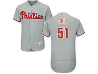 Grey Carlos Ruiz Men #51 Majestic MLB Philadelphia Phillies Flexbase Collection Jersey
