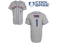 Grey Chris Young Men #1 Majestic MLB New York Mets Cool Base Road Jersey