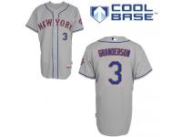 Grey Curtis Granderson Men #3 Majestic MLB New York Mets Cool Base Road Jersey