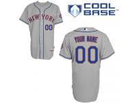 Grey Customized Men Majestic MLB New York Mets Cool Base Road Jersey