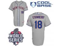 Grey Darryl Strawberry Men #18 Majestic MLB New York Mets 2015 World Series Cool Base Road Jersey