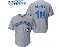Grey Darwin Barney Men #18 Majestic MLB Toronto Blue Jays Cool Base Road Jersey