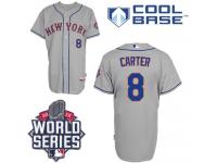 Grey Gary Carter Men #8 Majestic MLB New York Mets 2015 World Series Cool Base Road Jersey