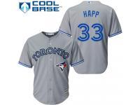 Grey J.A. Happ Men #33 Majestic MLB Toronto Blue Jays Cool Base Road Jersey