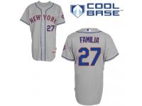Grey Jeurys Familia Men #27 Majestic MLB New York Mets Cool Base Road Jersey