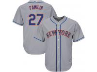 Grey  Jeurys Familia Men's Jersey #27 Cool Base MLB New York Mets Majestic Road