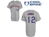 Grey Juan Lagares Men #12 Majestic MLB New York Mets Cool Base Road Jersey