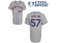 Grey Kevin Long Men #57 Majestic MLB New York Mets Cool Base Road Jersey