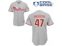 Grey Larry Andersen Men #47 Majestic MLB Philadelphia Phillies Cool Base Road Jersey