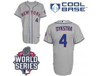 Grey Lenny Dykstra Men #4 Majestic MLB New York Mets 2015 World Series Cool Base Road Jersey