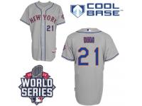 Grey Lucas Duda Men #21 Majestic MLB New York Mets 2015 World Series Cool Base Road Jersey