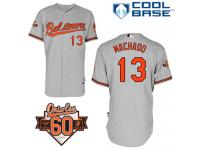 Grey Manny Machado Men #13 Majestic MLB Baltimore Orioles Cool Base Road Jersey
