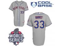 Grey Matt Harvey Men #33 Majestic MLB New York Mets 2015 World Series Cool Base Road Jersey