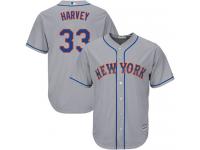 Grey  Matt Harvey Men's Jersey #33 Cool Base MLB New York Mets Majestic Road