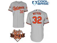 Grey Matt Wieters Men #32 Majestic MLB Baltimore Orioles Cool Base Road Jersey
