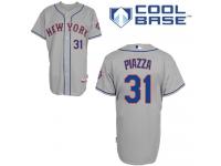 Grey Mike Piazza Men #31 Majestic MLB New York Mets Cool Base Road Jersey
