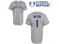 Grey Mookie Wilson Men #1 Majestic MLB New York Mets Cool Base Road Jersey
