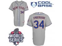 Grey Noah Syndergaard Men #34 Majestic MLB New York Mets 2015 World Series Cool Base Road Jersey