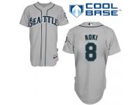 Grey Norichika Aoki Men #8 Majestic MLB Seattle Mariners Cool Base Road Jersey