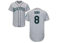 Grey Norichika Aoki Men #8 Majestic MLB Seattle Mariners Flexbase Collection Jersey