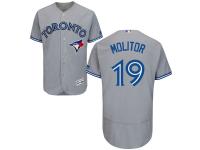 Grey Paul Molitor Men #19 Majestic MLB Toronto Blue Jays Flexbase Collection Jersey