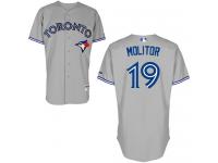 Grey Paul Molitor Men #19 Majestic MLB Toronto Blue Jays Road Jersey