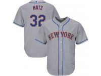 Grey  Steven Matz Men's Jersey #32 Cool Base MLB New York Mets Majestic Road