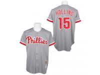 Grey Throwback Dave Hollins Men #15 Mitchell And Ness MLB Philadelphia Phillies Jersey