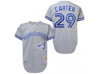 Grey Throwback Joe Carter Men #29 Mitchell And Ness MLB Toronto Blue Jays Jersey
