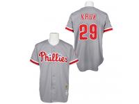 Grey Throwback John Kruk Men #29 Mitchell And Ness MLB Philadelphia Phillies Jersey
