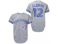 Grey Throwback Roberto Alomar Men #12 Mitchell And Ness MLB Toronto Blue Jays Jersey