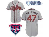 Grey Tom Glavine Men #47 Majestic MLB Atlanta Braves Cool Base Road Jersey