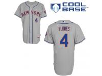 Grey Wilmer Flores Men #4 Majestic MLB New York Mets Cool Base Road Jersey