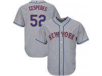Grey  Yoenis Cespedes Men's Jersey #52 Cool Base MLB New York Mets Majestic Road