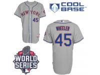 Grey Zack Wheeler Men #45 Majestic MLB New York Mets 2015 World Series Cool Base Road Jersey