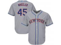 Grey  Zack Wheeler Men's Jersey #45 Cool Base MLB New York Mets Majestic Road