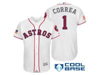 Houston Astros #1 Carlos Correa White Stars & Stripes 2016 Independence Day Cool Base Jersey