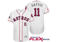 Houston Astros #11 Evan Gattis White Stars & Stripes 2016 Independence Day Flex Base Jersey