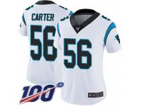 Jermaine Carter Women's White Limited Jersey #56 Football Road Carolina Panthers 100th Season Vapor Untouchable