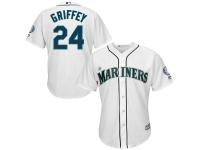 Ken Griffey Jr Seattle Mariners Majestic 2016 Hall Of Fame Induction Cool Base Jersey with Sleeve Patch - White