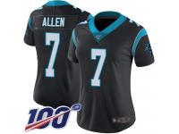 Kyle Allen Women's Black Limited Jersey #7 Football Home Carolina Panthers 100th Season Vapor Untouchable