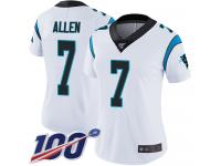 Kyle Allen Women's White Limited Jersey #7 Football Road Carolina Panthers 100th Season Vapor Untouchable