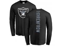 Men #13 Hunter Renfrow Black Football Backer Oakland Raiders Long Sleeve T-Shirt