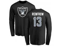 Men #13 Hunter Renfrow Olive Football Name & Number Logo Oakland Raiders Long Sleeve T-Shirt