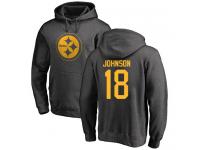 Men #18 Diontae Johnson Ash Football One Color Pittsburgh Steelers Pullover Hoodie