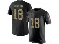 Men #18 Diontae Johnson Black Camo Football Salute to Service Pittsburgh Steelers T-Shirt