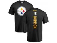 Men #18 Diontae Johnson Black Football Backer Pittsburgh Steelers T-Shirt