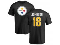 Men #18 Diontae Johnson Black Football Name & Number Logo Pittsburgh Steelers T-Shirt